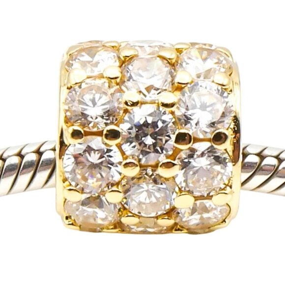 Vintage 14K Yellow Gold Cubic Zirconia Barrel Slider Pendant Charm - Picture 2 of 5